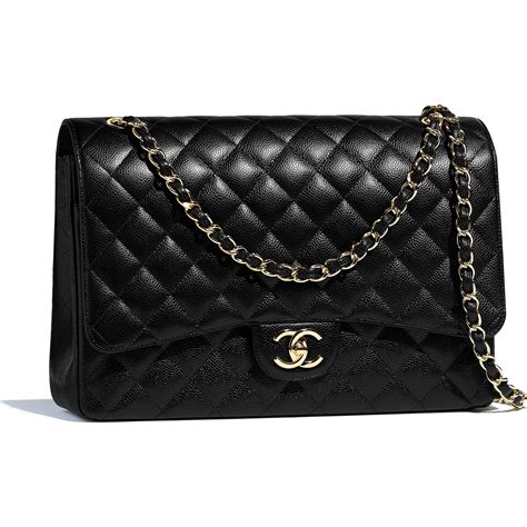 chanel classic maxi caviar black silver|Maxi classic handbag, Grained calfskin & gold.